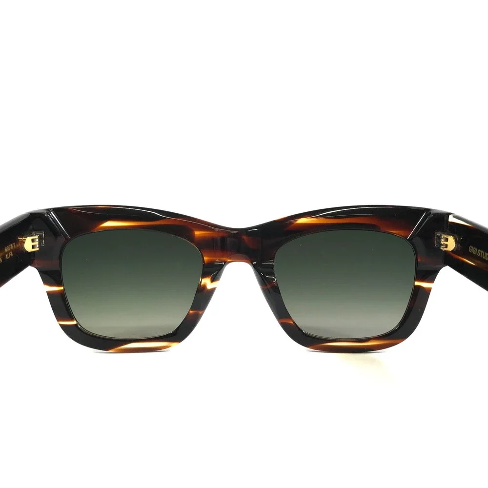 Gigi Studios Sunglasses ALFA 6897/2 Striped Horn Frames w/ Green Gradient Lenses